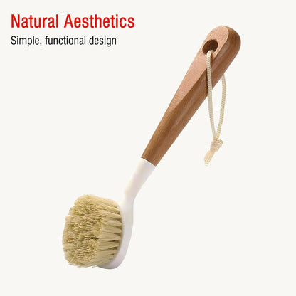 Bamboo Vegetable Brush Set, Natural Bristle Dish Brush with Holder, Eco Friendly Soft Dish Scrubber Kitchen Brush for Dishes