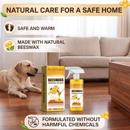 Beeswax Spray for Wood, Bees Wax Furniture Polish and Cleaner with Sponge and Towel, Natural Beeswax Cleaner for Furniture Floors Cabinets, Wood Care for Shine and Protection (4oz 1pc)