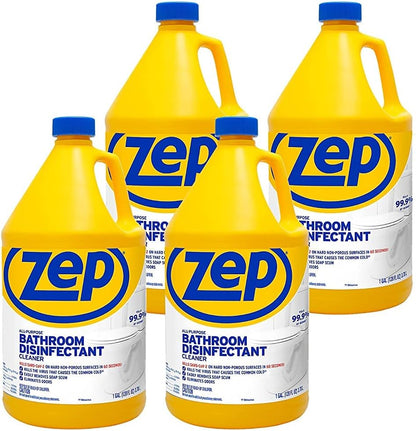 Zep All-Purpose Bathroom Disinfectant Cleaner - 1 Gallon (Case of 4) ZUAPBD128 - Virucidal, Fungicidal, Mildewstat, Kills 99.9 Percent of Germs in 60 Seconds
