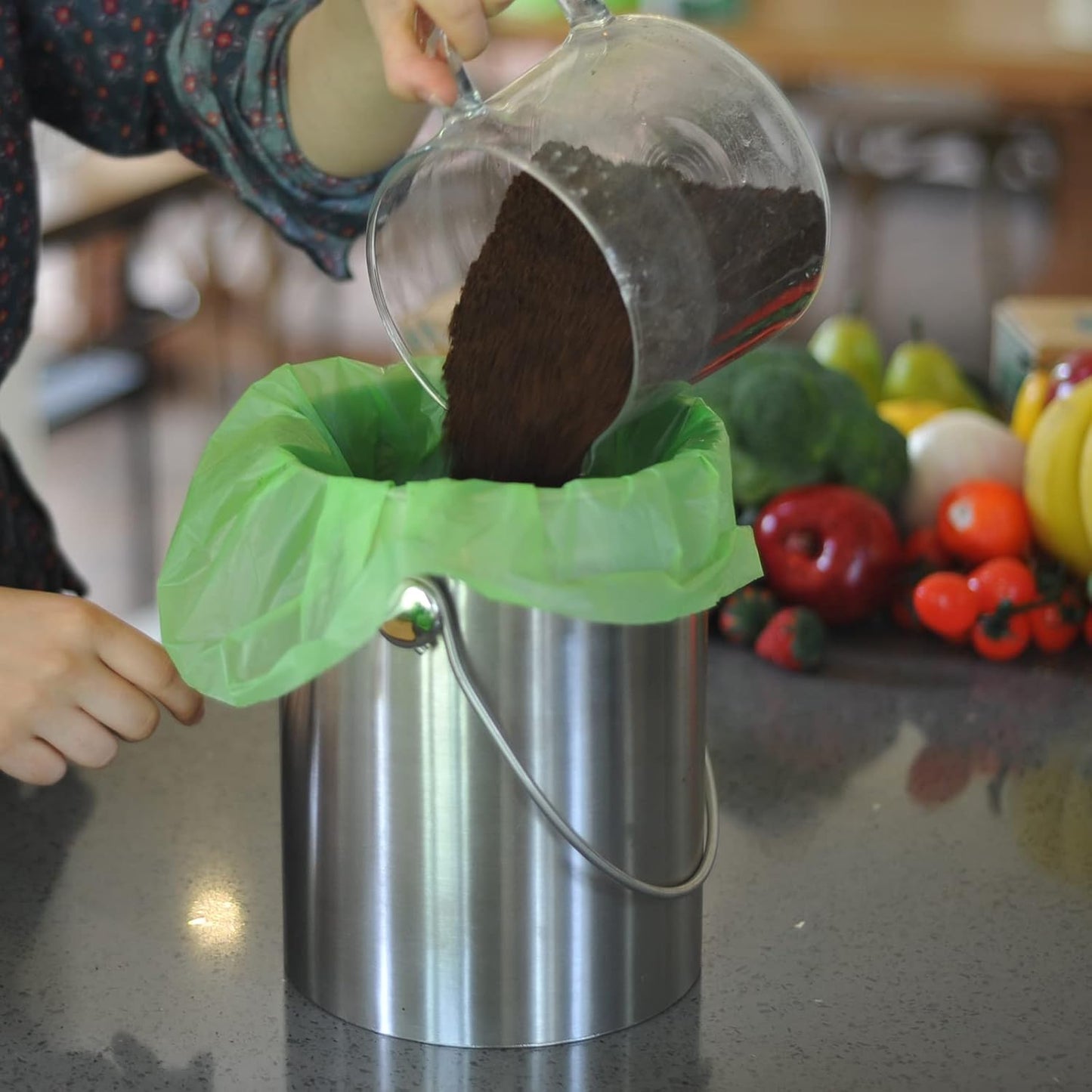 GreFusion Compostable Bags 1.2 Gallon,125 Count, Fits 0.75,1,1.2,1.3,1.6,1.8 Gallon Countertop Bin, Small compost bags, Certified by BPI, ASTM D6400 and OK Compost