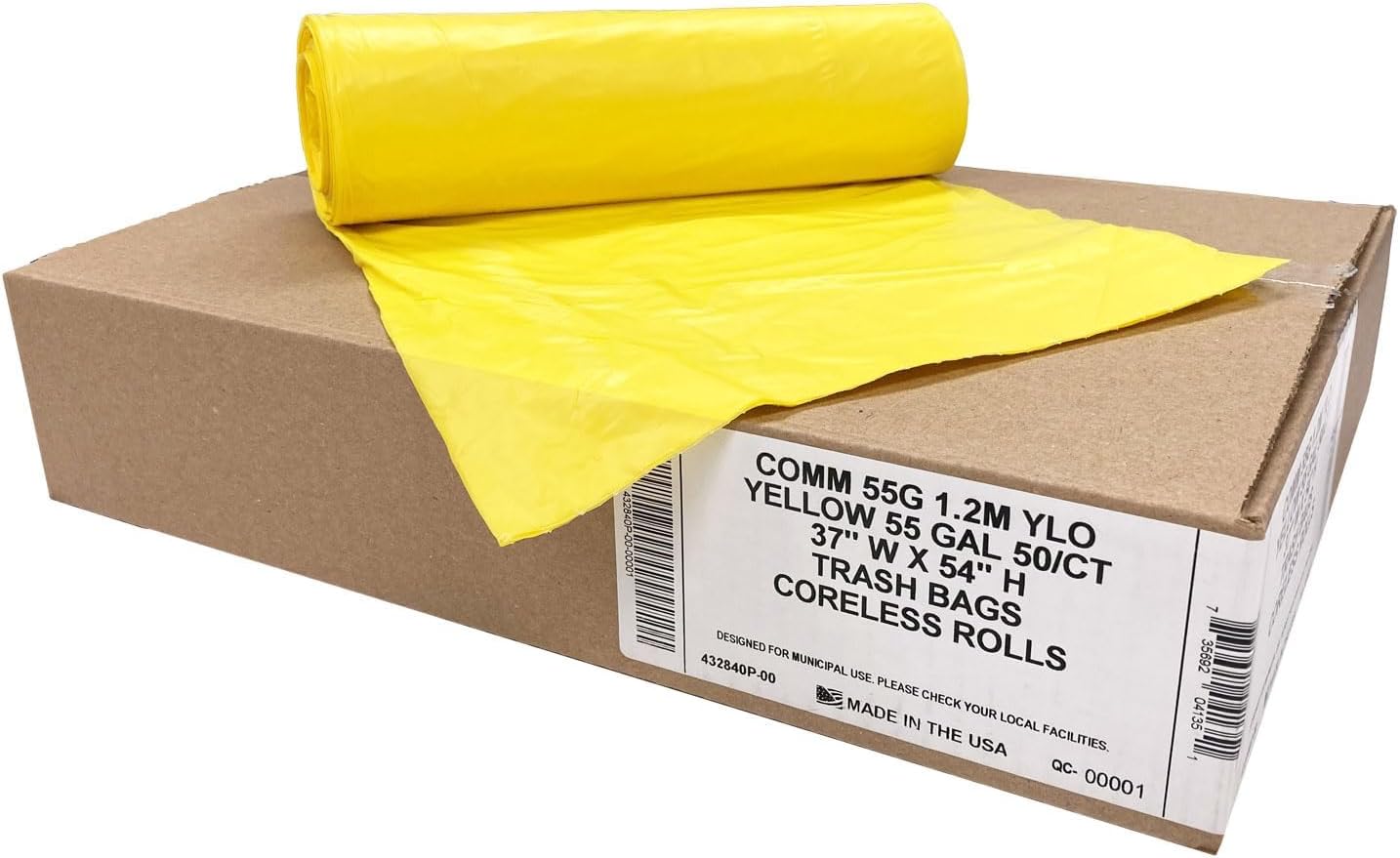 Ultrasac Heavy Duty 55 Gallon Clear Trash Bags - (Value 50 Pack) - 1.2 MIL equivalent Industrial Strength Plastic 37" x 54" for 50-55 Gal Cans -Fits Toter, Rubbermaid Brute, Carlislie Bronco etc.