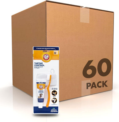 Arm & Hammer for Pets Tartar Control Dog Dental Kit, Enzymatic Toothpaste with Toothbrush and Fingerbrush, Baking Soda Formula Reduces Plaque and Tartar, Safe for Puppies, Beef Flavor, 3-Piece