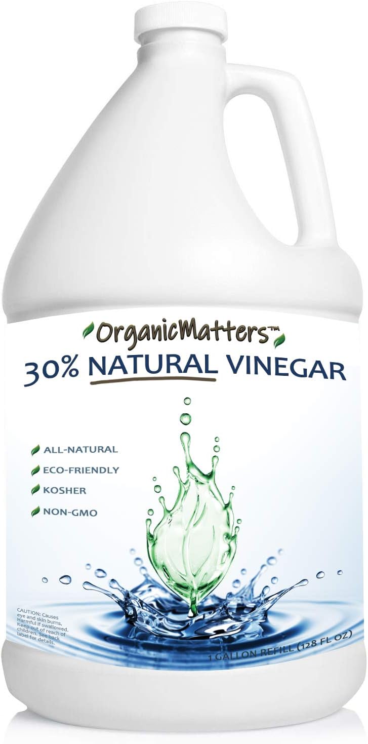 OrganicMatters Vinegar 30% Organic Industrial Cleaning Agent Concentrate, Pure Non-GMO Kosher All-Purpose Home & Garden Vinegar, Eco-Friendly (128 oz Gallon Refill)