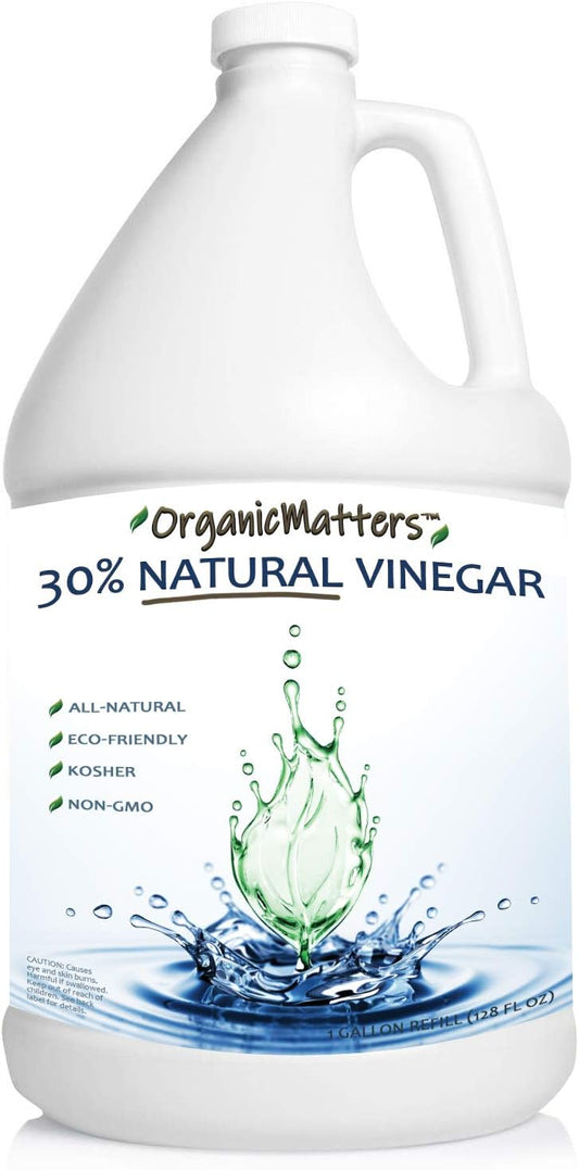 OrganicMatters Vinegar 30% Organic Industrial Cleaning Agent Concentrate, Pure Non-GMO Kosher All-Purpose Home & Garden Vinegar, Eco-Friendly (128 oz Gallon Refill)