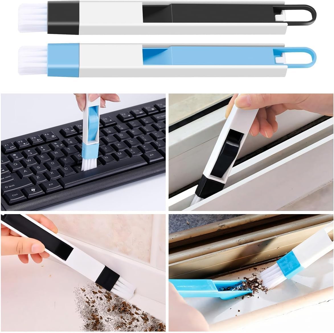 Cleaning Brush Set, Multifunctional Hard Bristle Grout Crevice Scrub Brush Tools for Household Bathroom Kitchen Tile Lines Floor Tub Sink Window Corners