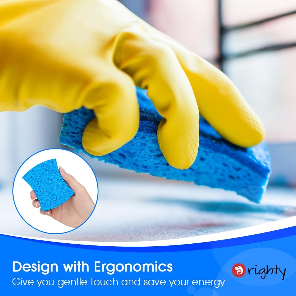 Orighty Non-Scratch Scrub Sponge, 24-Pack, Cellulose Kitchen Scrubber Sponges, Ideal for Kitchen Cleaning, Non-Stick Cookware, Washing Dishes, Bathroom, and Household