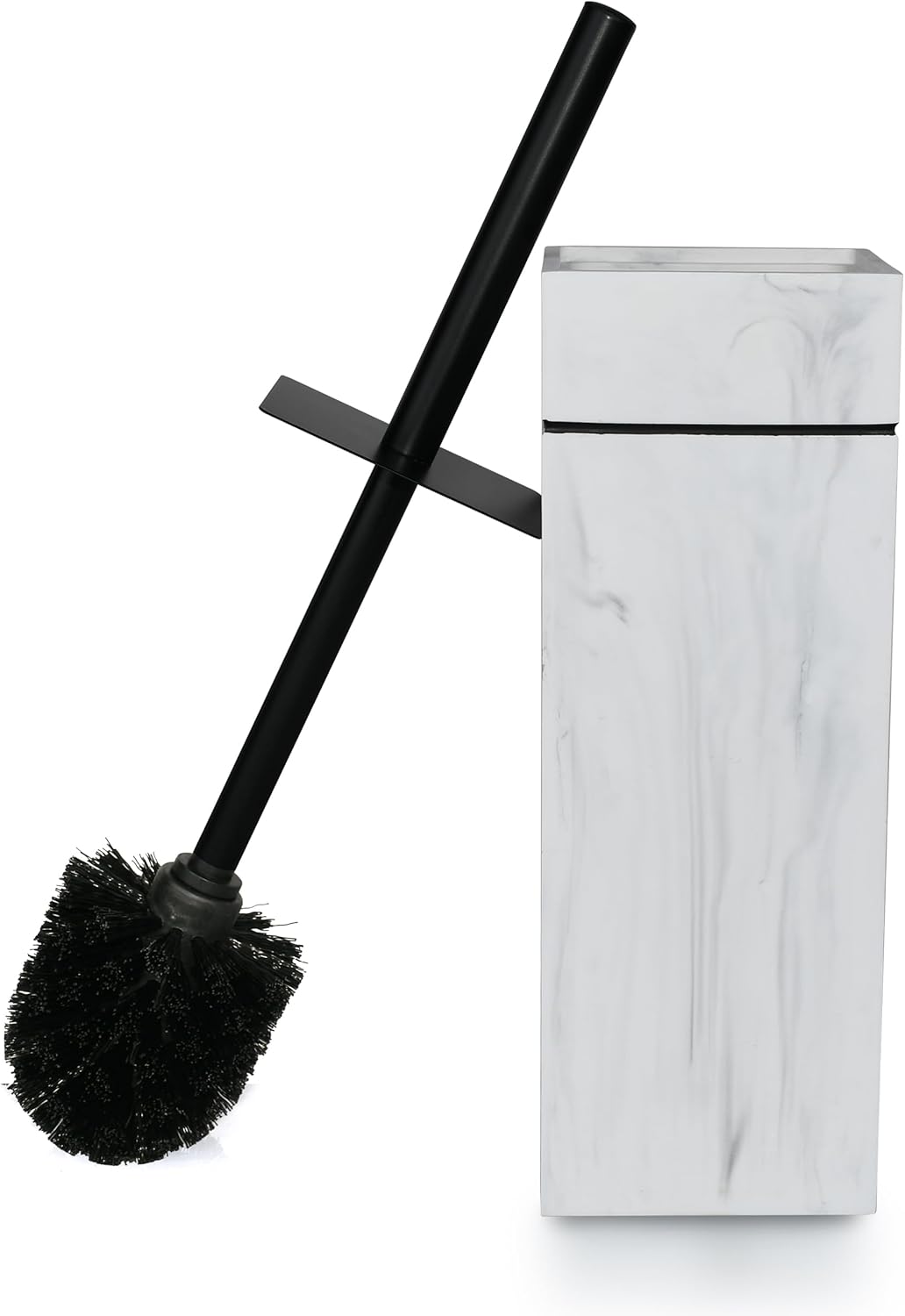 White Floral Branches Design Resin Toilet Bowl Brush and Holder Set, Elegant Bathroom Cleaning Tool with Durable Bristles, Compact and Functional