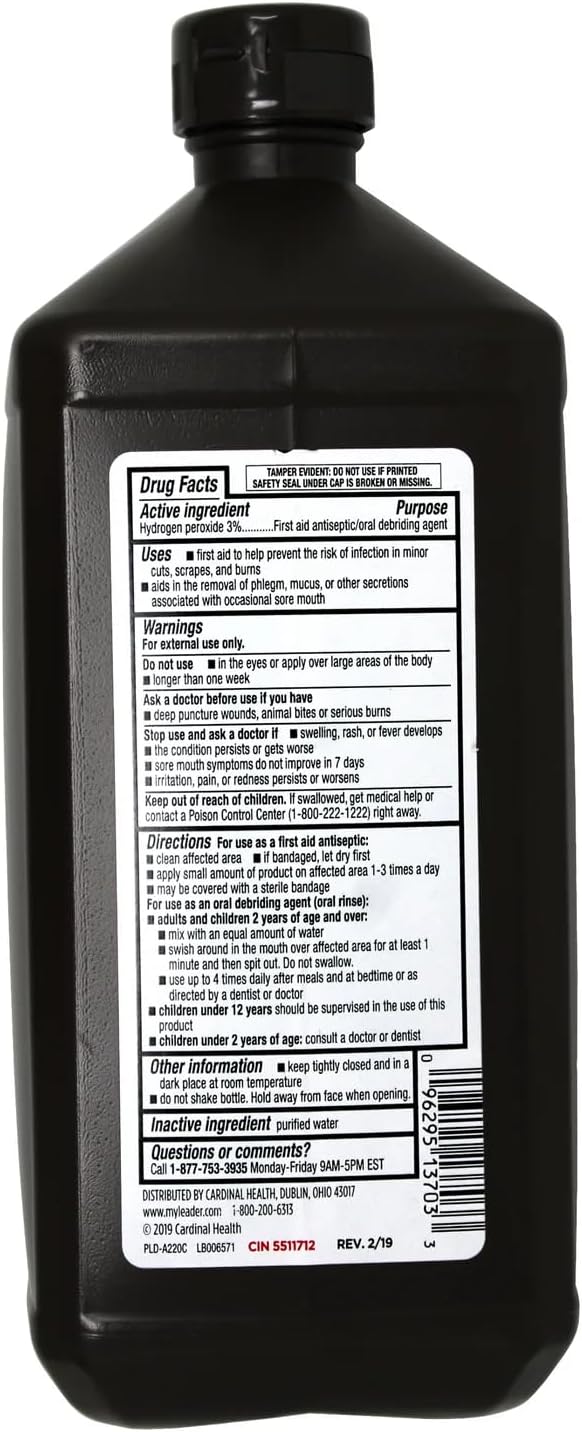 LEADER Hydrogen Peroxide Spray Bottle First Aid Antiseptic 3% Solution – Multi-Purpose Cleaner, Gentle & Effective Disinfectant Spray for Home, Cuts, and Scrapes, Easy-to-Use 8 oz Bottle