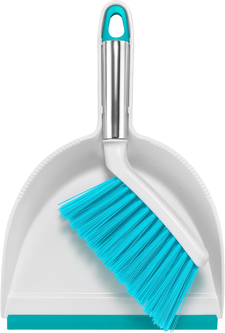 NACENA Mini Broom and Dustpan Set, Small Dust Pan and Brush Set with Handle Dustpan Teeth for Cleaning Hair Suitable for Office Desks Drawers Sofas Outdoor Camping, Light & Purple