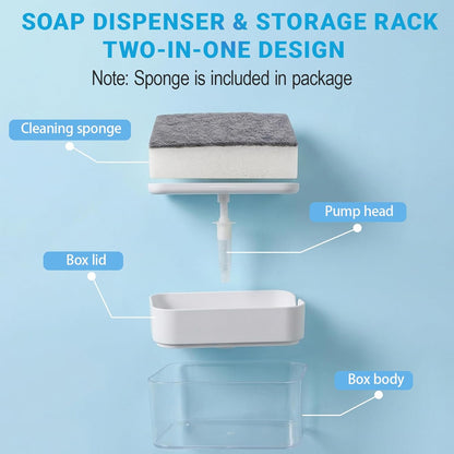 Dish Soap Dispenser Compatible with Dawn - 10oz BPA-Free Plastic Soap Dispenser with Sponge Holder Compatible with Dawn,All-in-One Sink