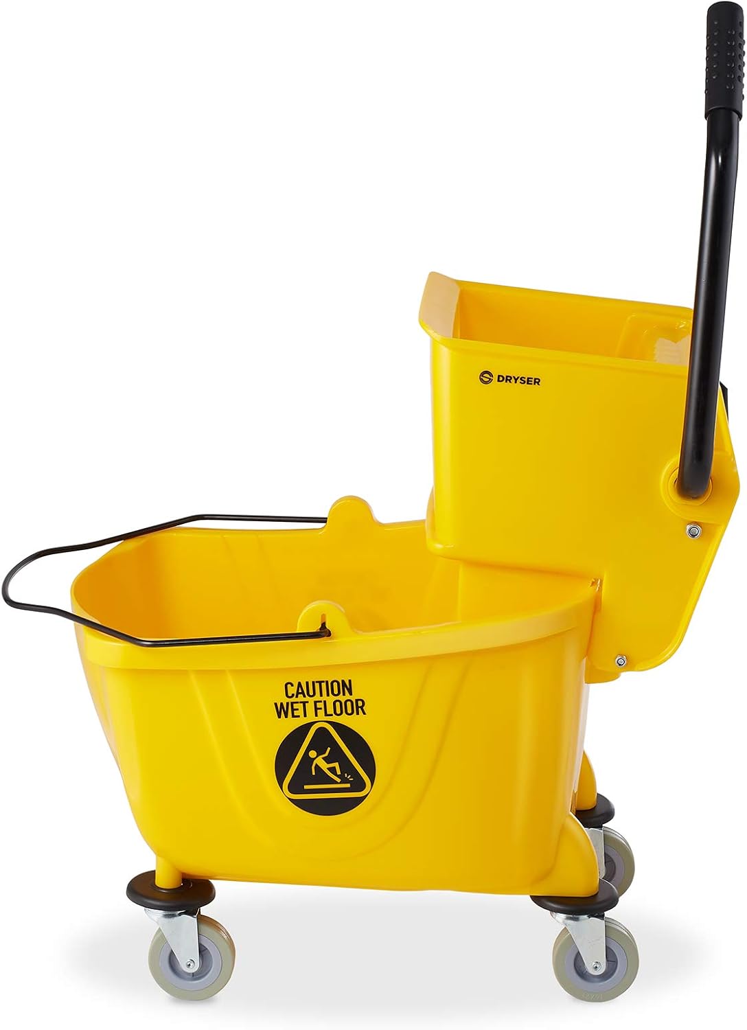 Dryser Commercial Mop Bucket with Side Press Wringer, 26 Quart, Black