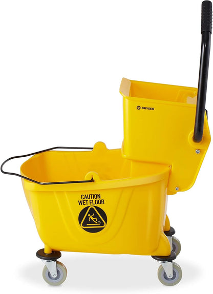 Dryser Commercial Mop Bucket with Side Press Wringer, 26 Quart, Black