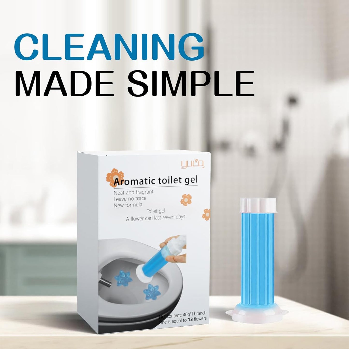 YUCO Toilet Gel Stamps Floral Shaped Toilet Bowl Cleaner Gel, Helps to Clean the Toilet, Preventing Urine Stains and Limescale Keeping it Fresh and Clean(Pack of 1, Ocean)