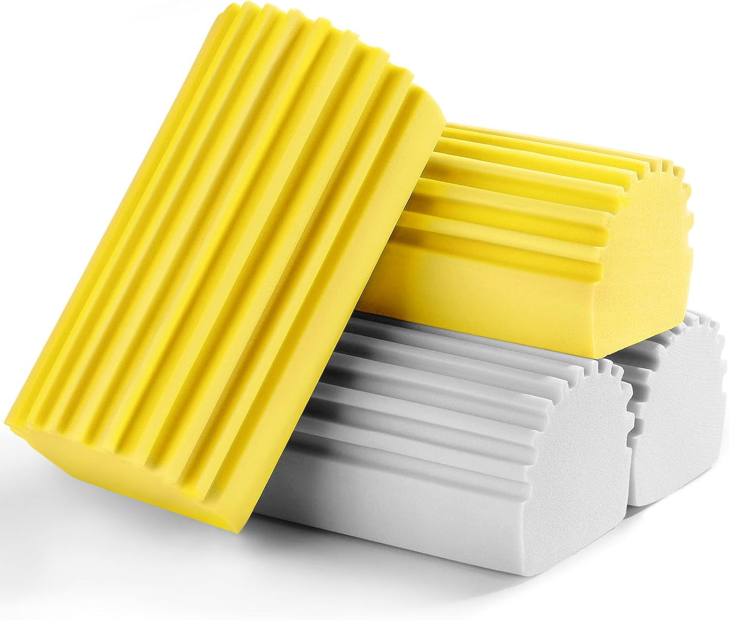 Jeymei 4-Pack Damp Clean Duster Sponge,Gray Damp Dusting Sponge,Duster Baseboard Cleaner Sponge with Ridges,Reusable Wet Duster Sponge,Household Cleaning Sponges for Blinds,Window Track Grooves