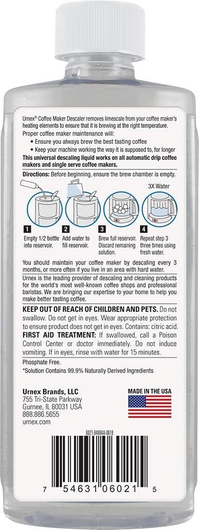 The Professional Barista's Choice - Urnex Keurig Compatible Coffee Maker Universal Descaling Solution (2 Pack, 2 Uses Per Bottle)