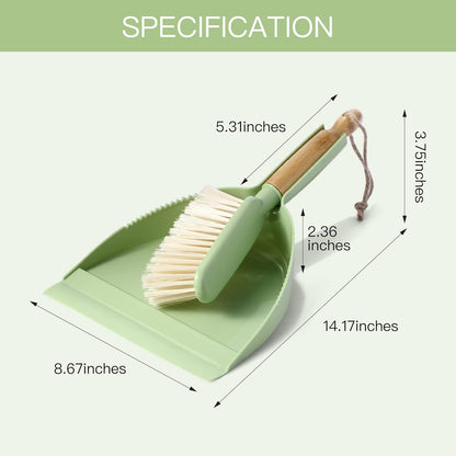 Small Dustpan and Brush Set - Mini Broom with Dustpan Set, Handheld Broom and Dust Pan Combo Set for Home, Pet Care, Car, 14 x 8.7 inch, Grey