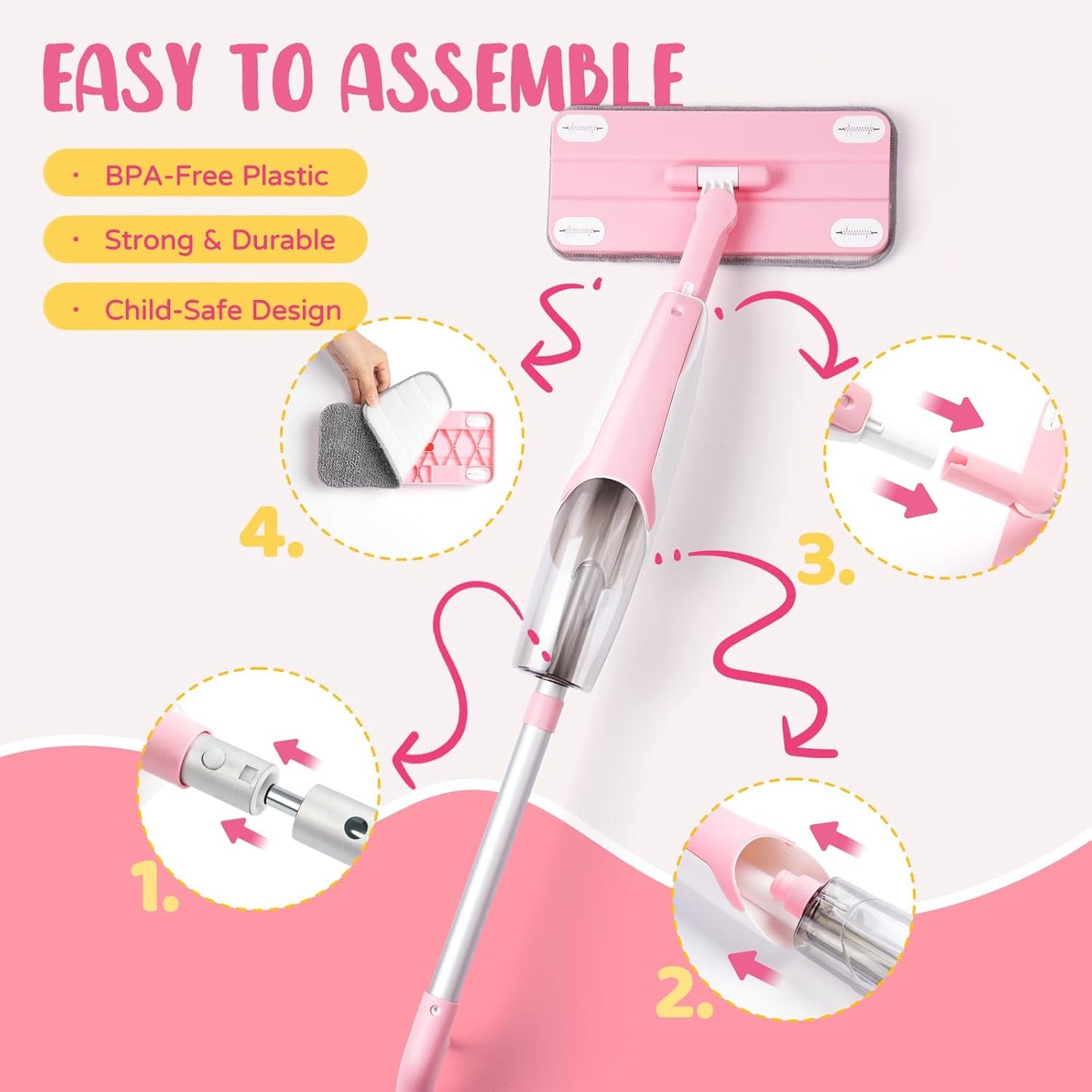 Toddler Spray Mop-Montessori Toys Mini Size Cleaning Mini Mop that Really Spray -Kid Pretend Play Toys Gift for Toddlers Girls Boys