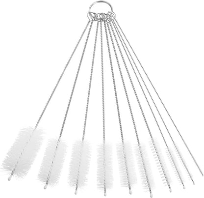 uxcell Straw Cleaner Brush Set, 8.3 Inch Nylon Tube Pipe Cleaners, Set of 10 Stainless Steel Long Straw Brush for Drinking Straw, Bottle, Tube, Cup, Pink