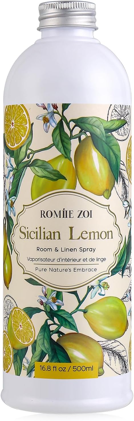 ROMIIE ZOI Room Spray Lemon, Air Freshener Spray Made with Natural Plant Extract, Scented Room Spray for Home Fragrance Fabric Spray Freshener 8.5 FL OZ