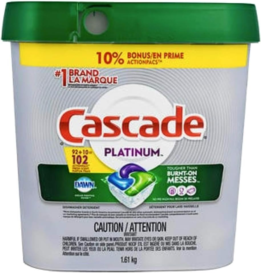 Cascade Platinum ActionPacs Dishwasher Detergent with Dawn, Fresh Scent - 102 Count