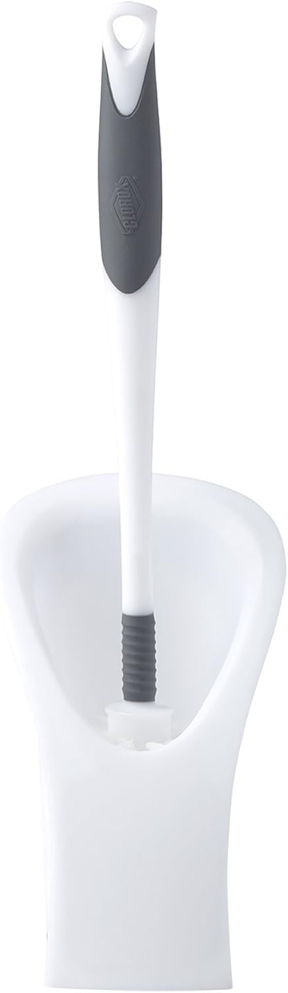 Clorox Covered Toilet Brush and Caddy with Splash Guard & Non-Skid Base, 2-Piece, White