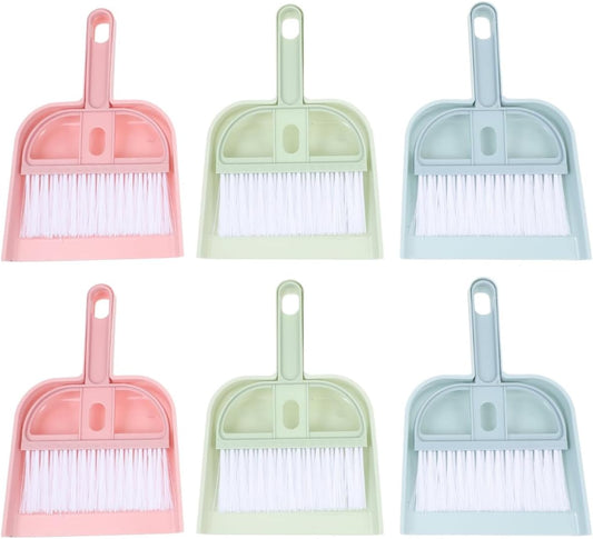 6Set Small Dustpan and Brush Set Small Cleaning Brush Portable Hand Broom for Office Kitchen Table Desk Keyboard Cars and Pet Nest Floor Cleaning Supplies