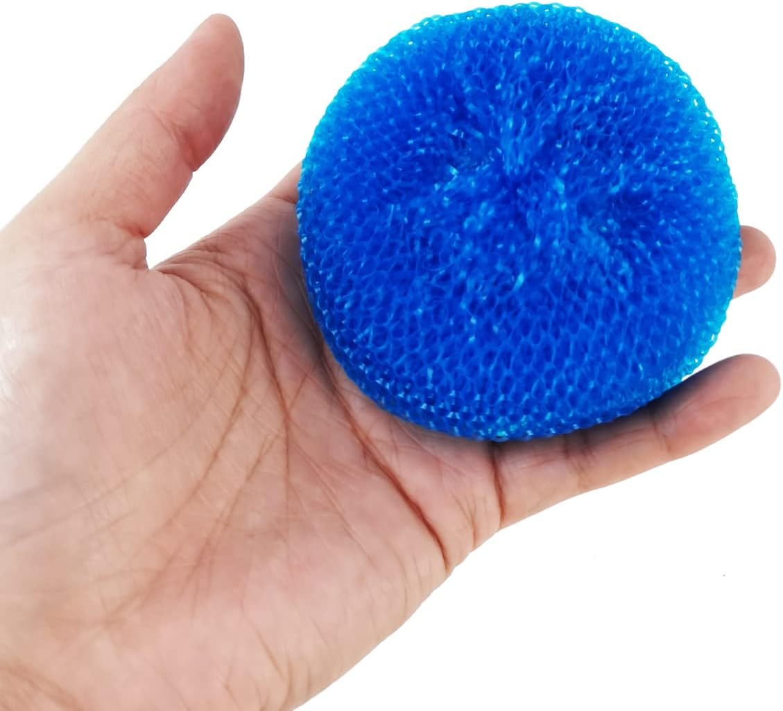 NSBELL 30PCS Plastic Dish Scrubbers for Dishes Plastic Pot Round Scrubber Scouring Pad Nylon Dish Scrubber, Poly Mesh Scouring Dish Pads Non Scratch Scrubbers