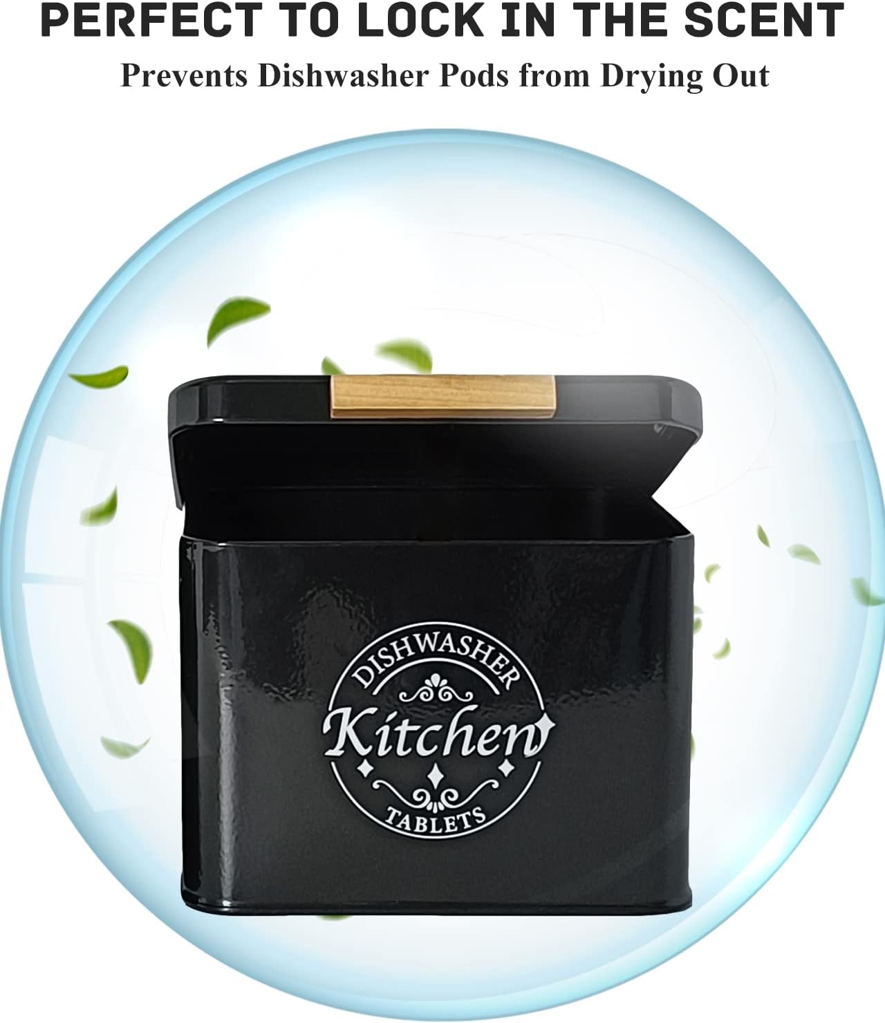 Dishwasher Pod Container with Hinged Lid. Farmhouse Metal Dishwaser Pods Holder for Kitchen Cabinet Organizer. Modern Kitchen Decor and Accessories. Dishwasher Detergent Tablet Storage (Green)