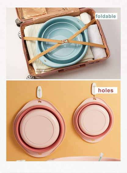 3-Pack Collapsible Wash Basin Set, Baby Kids Wash Basin Dish Tub for Travel Home, 3 Different Sizes Set Space Saving Pink Big Volume