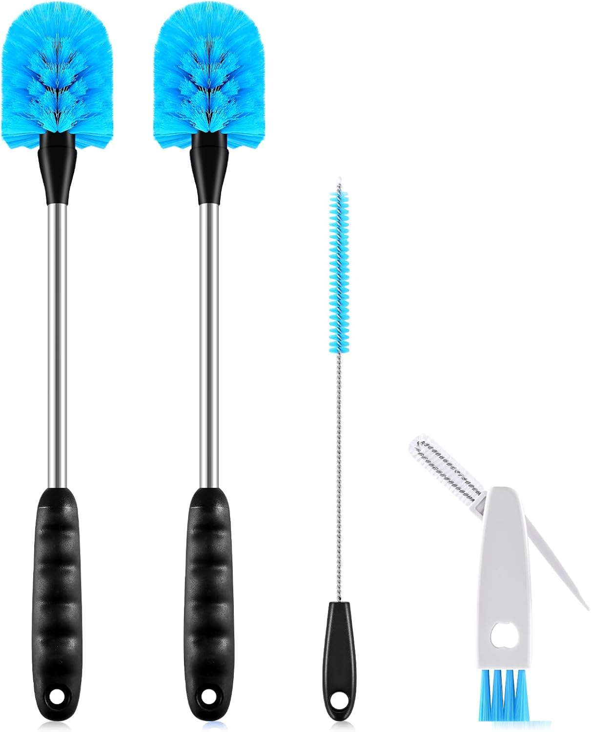 SLUXKE Bottle Brush Set with Straw Cleaner Brush and 3 in 1 Cup Lid Cleaning Brush, Bottle Brush Cleaner with Long Handle for Cleaning Cup, Water Bottles, Tumblers, Baby Bottles