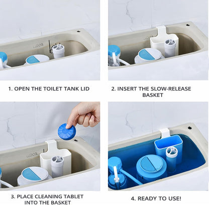 1pcs-Piece Toilet Tablet Holder with Cleaning Gloves, Toilet Tank Caddy for Cleaning Discs, Heavy Duty PP & ABS Cleaner Bracket, Bathroom Organization Set