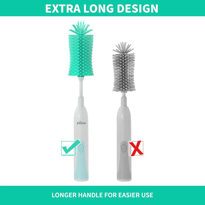 Electric Bottle Brush Cleaner, Portable Electric Baby Bottle Brush Cleaner for Travel, Rechargable Travel Bottle Cleaner Kit with Nipple & Straw Brush, Perfect Mom Essentials After Birth Gift, Green