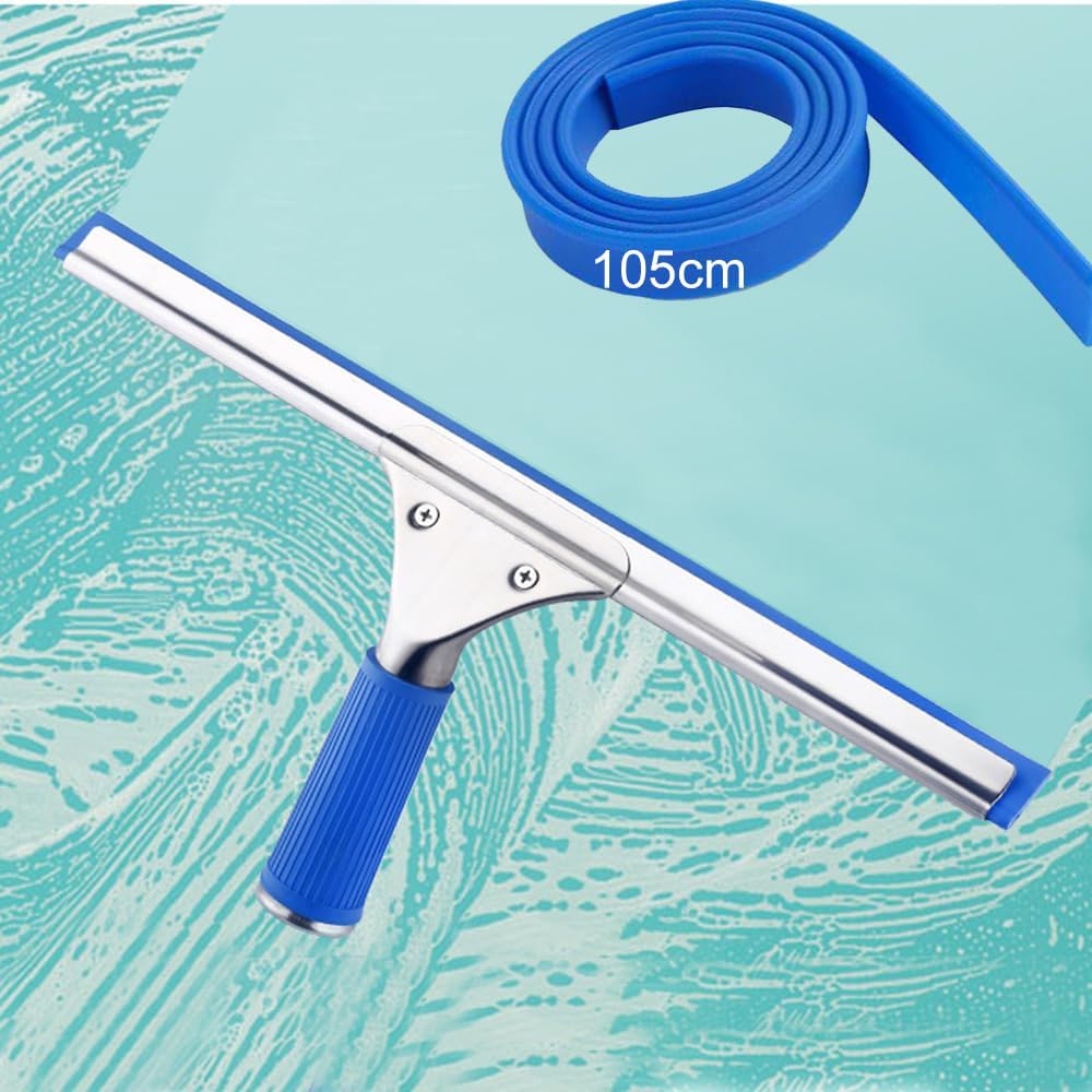 45cm 18in Grip Glass Squeegee for Window Cleaning,Stainless Steel All Purpose Squeegee with Non-Slip Handle for Shower Doors Window Car Mirror Glass (18in/45cm, Black)