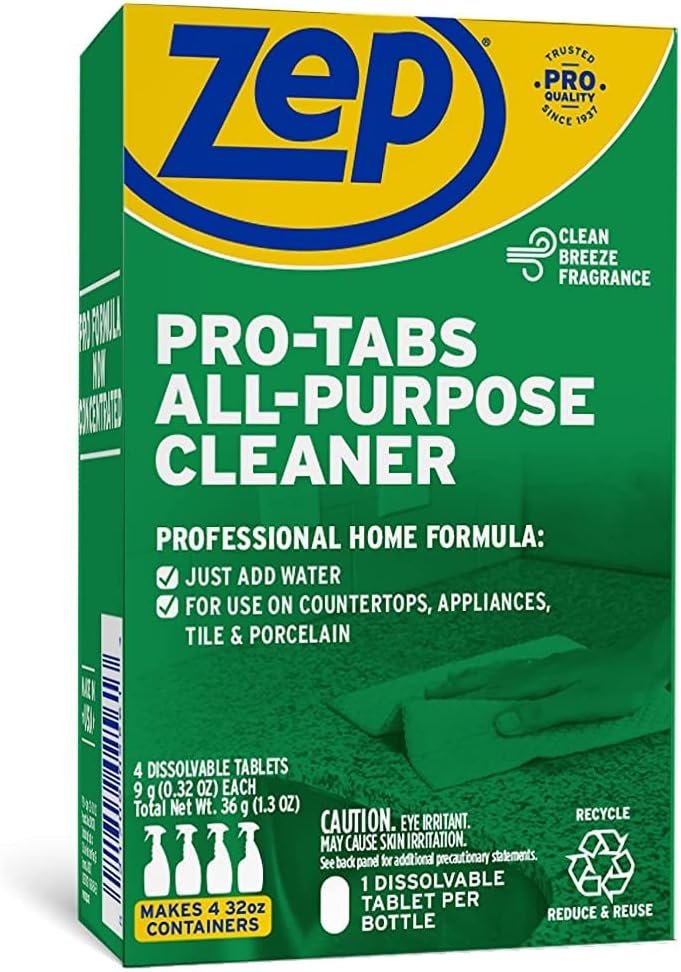 Zep PRO-TABS All Purpose Cleaner Dissolvable Tablets - 4 Tablets - ZUAPCTAB Just Add Water! Environmentally Friendly