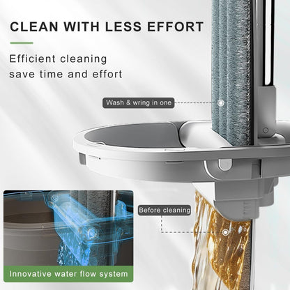 CQT Self-Wringing Mop and Bucket Set for Home Long Handle Flat Mop with 4 Washable Microfiber Pads