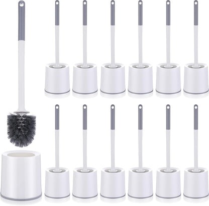 Patelai 6 Pack 18.12 Inch Toilet Bowl Brush and Holder for Bathroom Toilet Bowl Brush Scrubber with Caddy Set for Deep Cleaning (White)