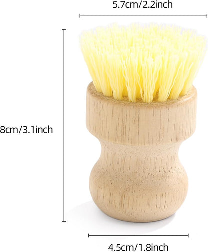 4-Pack Bamboo Dish Brush, Palm Brush Dish Scrubber with Nylon Bristles for Cleaning Pot, Pan, Kitchen Sink, Cookware & Vegetables