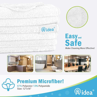 AIDEA Microfiber Cleaning Cloth-50PK, Soft Microfiber Towels for Cars, Absorbent Cleaning Rags, Lint-Free Streak-Free Wash Cloths for House, Kitchen, Window(12in.x12in)