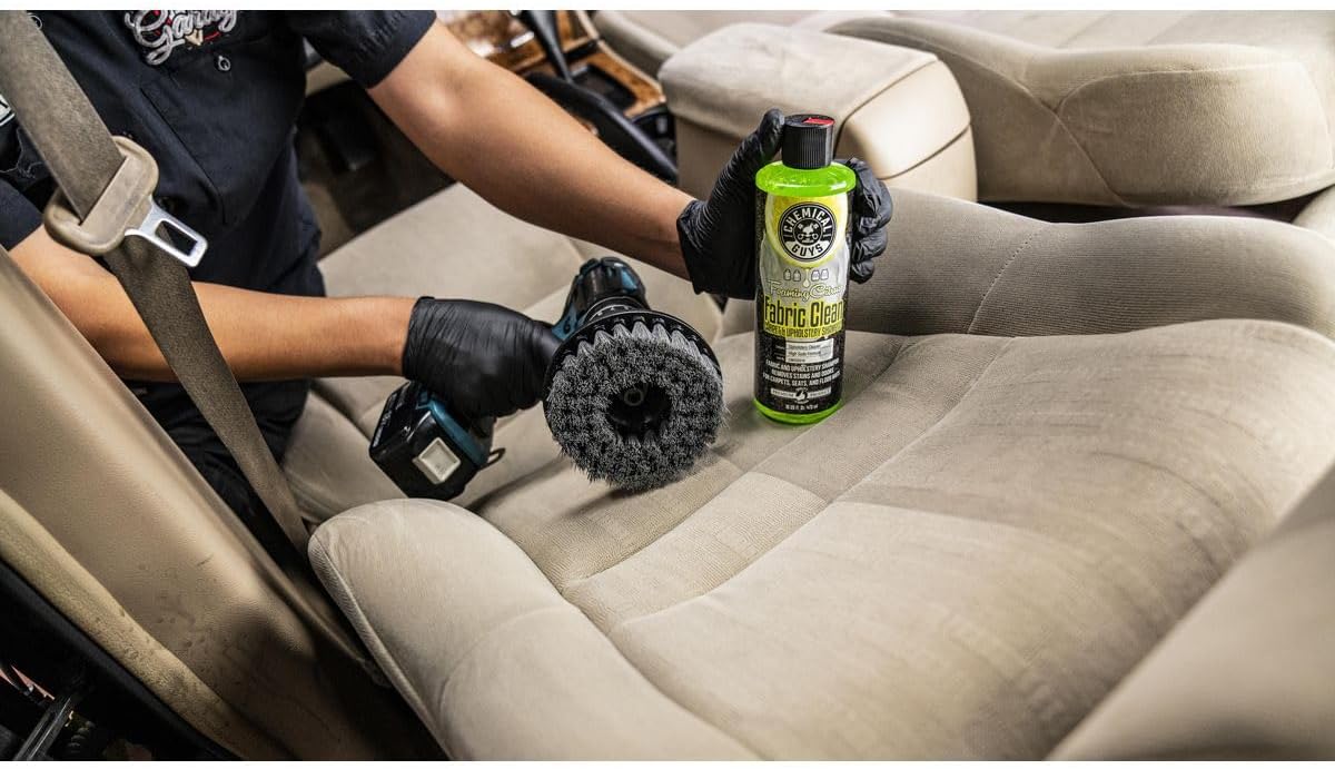 Chemical Guys ACC507 Medium Duty Spinner Multi-Surface Drill Brush Attachment (Fits Any Standard Drill - Power Scrubber Removes Stains & Cleans Floor Mats, Upholstery & Carpets), Yellow