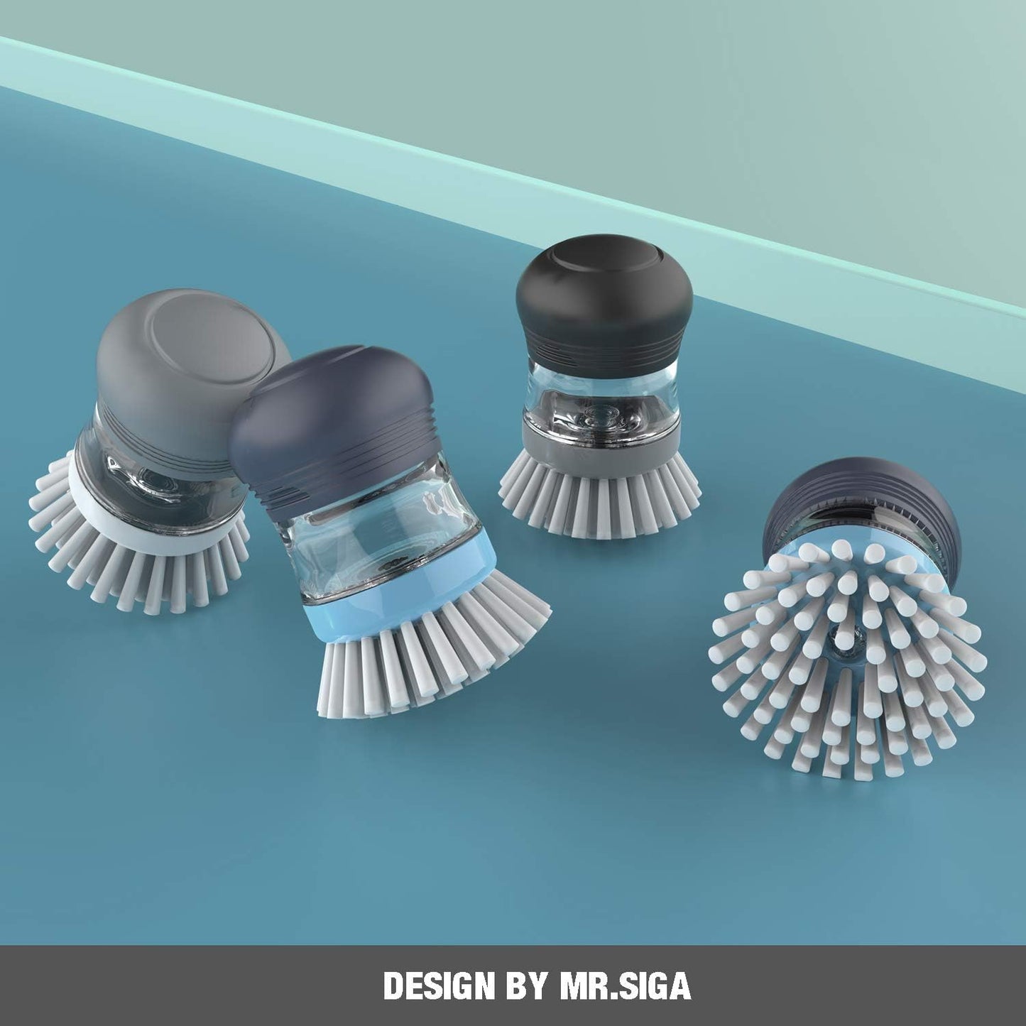 MR.SIGA Soap Dispensing Palm Brush Refill, Pack of 4