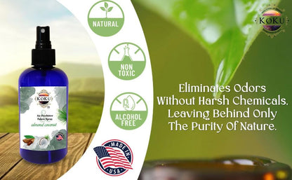Almond Coconut Air Freshener - Room Spray - Odor Eliminator - Deodorizer - Car Air Freshener - Home Spray - Linen Spray - Fabric Refresher - Non-Toxic - Alcohol Free – Made in USA (4 Oz)