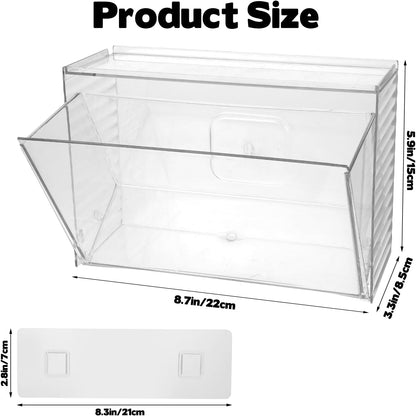 Rainmae Dishwasher Detergent Pod Holder Clear Acrylic Wall Mounted Large laundry Pods Under Sink Storage Case Candy Organizer Cleaning Supplies Container with Divide for Home Kitchen Office Cabinet