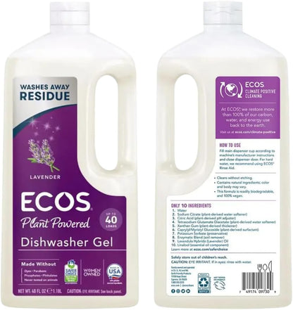 Ecos Earth Friendly Products Wave Auto Dishwasher Gel, Lavender, 40 Fl Oz 3 Pack