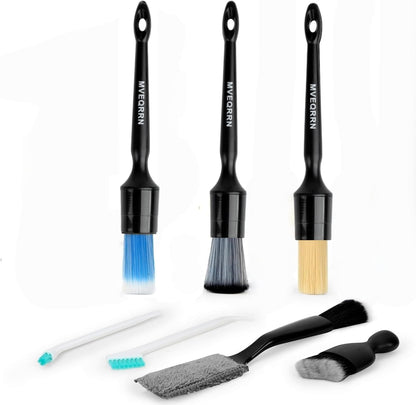 10PCS Car Detailing Brush Set,Boars Hair Car Cleaning Detail Brush kit,Ultra Soft No Scratch Car Dust Brush,Car Interior Detailing Brushes Kit,Detail Brushes Car Detailing for Interior Exterior(gold)