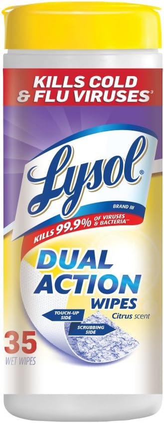 Lysol Dual Action Disinfecting Wipes, Citrus Scent, 35 Count (Case of 12)