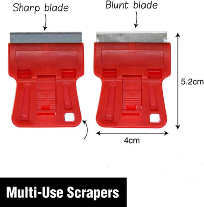 Razor Blades Metal Scraper Tool Pull Push Glass Scraper Stove Top Scraper Window Ceramic Scraper with10 PCS Single Edge Replacement Scraper Blades Removing Decal Label Residue Sticker,Silver