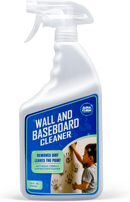 Gentle Wall & Baseboard Cleaner - Safe for Painted Walls & Trim | Non-Toxic, No-Rinse Spray | Anti-Resoil, Streak-Free Finish for Everyday Cleaning | 32 oz (1 Quart) | Made in USA