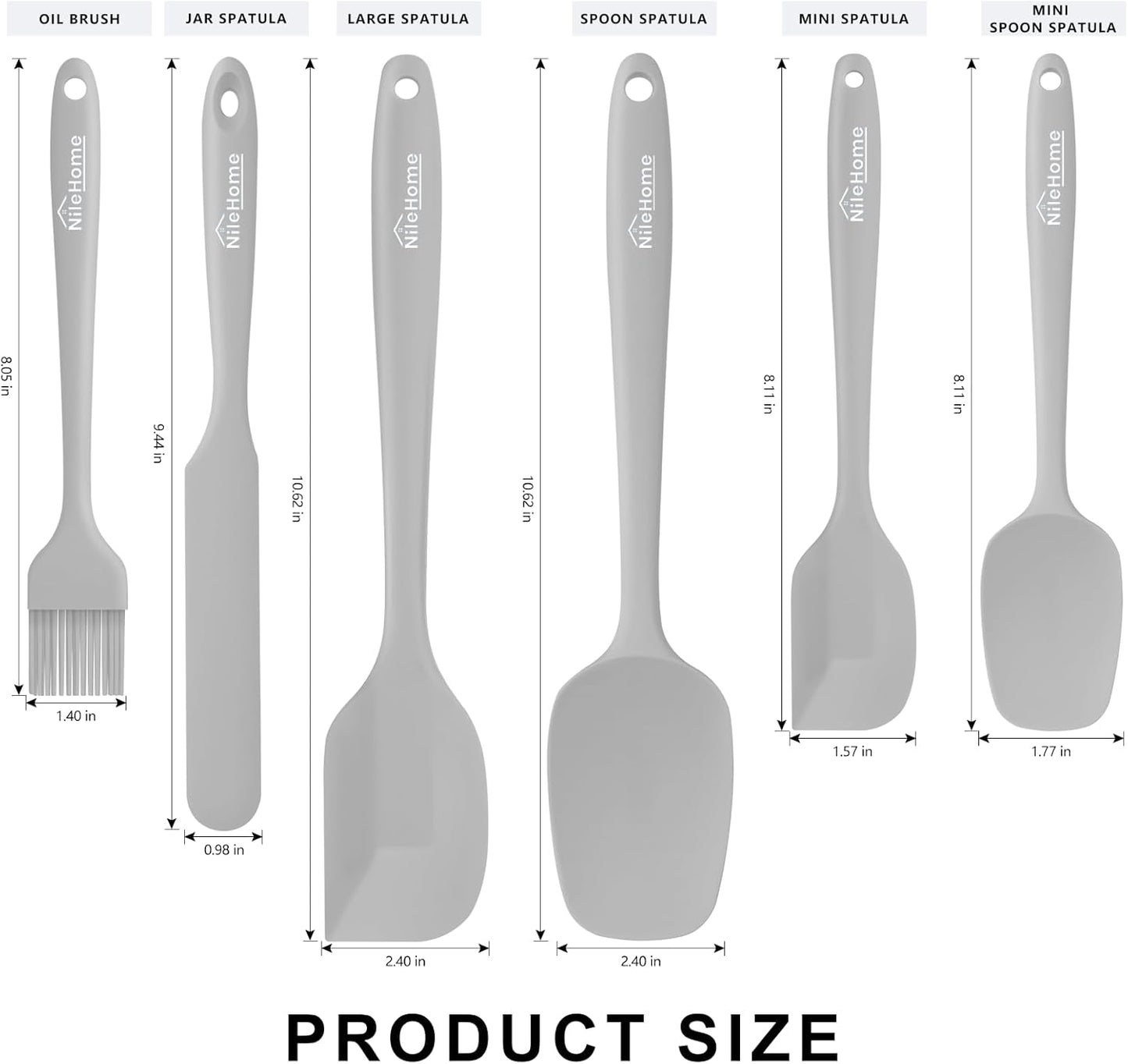 NileHome Silicone Spatula Set, 6 Pieces Food Grade Kitchen Utensils with Silicone Brush Heat Resistant Dishwasher Safe BPA-Free Rubber Spatula for Scraping, Baking, Cooking, Mixing-Forest Style