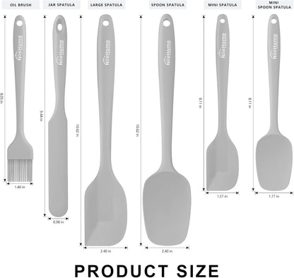NileHome Silicone Spatula Set, 6 Pieces Food Grade Kitchen Utensils with Silicone Brush Heat Resistant Dishwasher Safe BPA-Free Rubber Spatula for Scraping, Baking, Cooking, Mixing-Forest Style