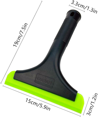Super Flexible Silicone Squeegee, Auto Water Blade, Water Wiper, Shower Squeegee, 5.9'' Blade and 7.5'' Long Handle, for Car Windshield, Window, Mirror, Glass Door, Grey Black